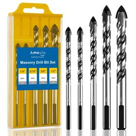 Amoolo 974157527861 Masonry Drill Bit Set 5pcs Concrete Bits With Carbide Tip 1/4R Amoolo 974157527861 Masonry Drill Bit Set 5pcs Concrete Bits With Carbide Tip 1/4R