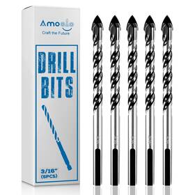 Amsd200-3 Amoolo Amsd200-3/16-5pcs 3/16 Inch Concrete Drill Bit And Masonry Set 5pcs Carbide Tip Dr Amsd200-3 Amoolo Amsd200-3/16-5pcs 3/16 Inch Concrete Drill Bit And Masonry Set 5pcs Carbide Tip Dr