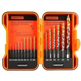 Tgstep-b-15p Comoware 15pcs Stepped Point Drill Bit Set 1/16 Inch 3/8 Index H Tgstep-b-15p Comoware 15pcs Stepped Point Drill Bit Set 1/16 Inch 3/8 Index H