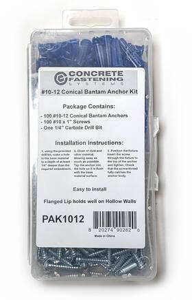 Confast 820274902820 #10-12 Plastic Conical Blue Bantam Drywall Wall Anchor Kit... Fast