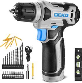 Dkcd08xl02-s2 Dekopro 8v Cordless Drill Set With 3/8 Inch Keyless Chuck Built-in Led Ty