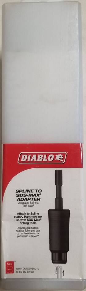 Diablo 008925154402 Dmamxad1010 Spline To Sds-max Shank Adapter Diablo 008925154402 Dmamxad1010 Spline To Sds-max Shank Adapter
