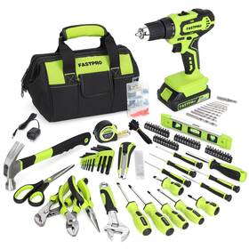F00717 Fastpro 232-piece 20v Cordless Lithium-ion Drill Driver And Home Tool Set Hous