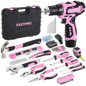 F00733 Fastpro 160-piece Pink Tool Set With 12v Cordless Lithium-ion Drill Driver L F00733 Fastpro 160-piece Pink Tool Set With 12v Cordless Lithium-ion Drill Driver L