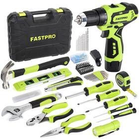 F00734 Fastpro 160-piece Home Tool Kit With Drill 12v Cordless Lithium-ion Dr