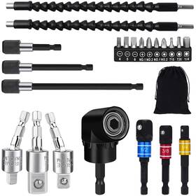 Fouua 797447688273 Flexible Drill Bit Extension Set 105 Right Angle Attachment 1/4 3/ Fouua 797447688273 Flexible Drill Bit Extension Set 105 Right Angle Attachment 1/4 3/