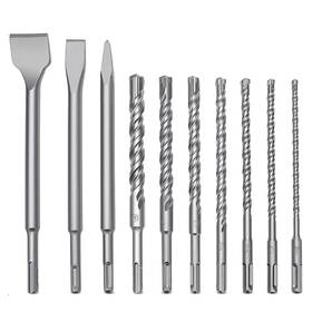 Grixlen 769464267229 10 Pcs 1/4 To 11/16 Inch Sds Plus Rotary Hammer Drill Bits And Chisel Set 6- Grixlen 769464267229 10 Pcs 1/4 To 11/16 Inch Sds Plus Rotary Hammer Drill Bits And Chisel Set 6-