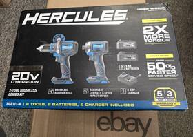 Hcb111-k Hft Hercules 20v Hammer Drill And Impact Driver Kit Same Day Shipping