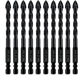 J015 Joeric 10pc Black 1/4 Inch Masonry Drill Bit Set Concrete Ceramic Brick Dr J015 Joeric 10pc Black 1/4 Inch Masonry Drill Bit Set Concrete Ceramic Brick Dr
