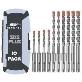 Narwhal 810147653638 Sds Plus Rotary Hammer Drill Bit Set 10 Pack - 1/8 Inch 1/4 5/16 3/8 And