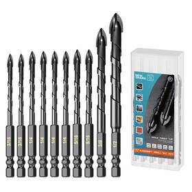 Bwz001 Newshark Concrete Drill Bit Set 10pcs Masonry Bits For Brick Glass Plastic An