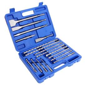 Poptool Ptdbhd006 17-pieces Cemented Carbide Yg8c Drill Bit And Chisel Set Compact Storage Case
