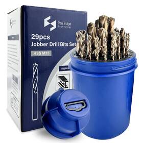 Yta0007 Pro Edge Technology 29pcs Cobalt Drill Bits Set M35 High Speed Steel Heavy Duty Twist Jobber Len Yta0007 Pro Edge Technology 29pcs Cobalt Drill Bits Set M35 High Speed Steel Heavy Duty Twist Jobber Len