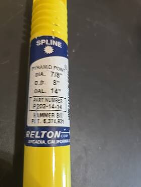 Relton P202-14-14 7/8 Inch X 14 Long Multiple Cutter Pyramid Point Hammer Bits With Spline Shank