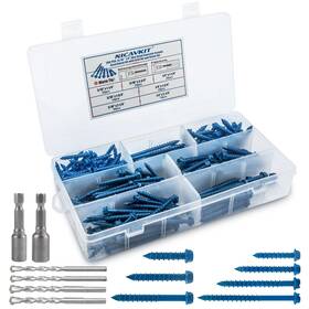 Ruritkit Ruri002-200p 200pcs Concrete Screws With Drill Bit And Driver 3/16 Inch 1/4 Hex Head Con