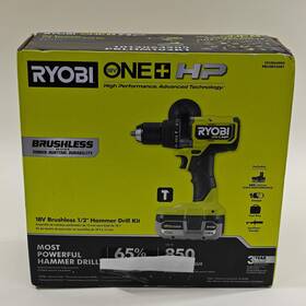 Pblhm102k1 Ryobi New 18v Brushless 1/2 Inch Hammer Drill Kit Pblhm102k1 Ryobi New 18v Brushless 1/2 Inch Hammer Drill Kit