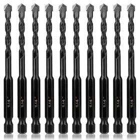 U2023102601 Ubesths 10pcs 1/4 Inch Masonry Drill Bits Kit For Concrete Stone Carbide Bit Set U2023102601 Ubesths 10pcs 1/4 Inch Masonry Drill Bits Kit For Concrete Stone Carbide Bit Set