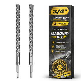 Yellow Paw Yp-3-4-sds-plus-12inch-2pack 3/4 Inch Sds Plus Masonry Drill Bit For Concrete And Brick 2 Pack - 12 Length