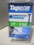 Tapcon 1/4" X 2-3/4" Concrete Screws 75 Count Drill Bit & T-30 Included New. Fixed Price $22.49.