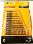Warrior 13 Piece 1/4" Shank Titanium Nitride High Speed Steel Drill Bits 1800. Fixed Price $24.99.