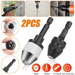 2X Keyless Chuck Conversion 1/4" Hex Shank Adapter Drill Bit Quick Change Driver. Fixed Price $9.48.