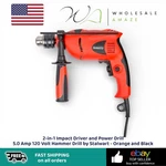 2-IN-1 Impact Driver And Power Drill 5.0 Amp 120 Volt Hammer By Stalwart. Fixed Price $24.99.