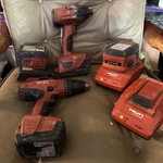 Hilti Drill Sf 144-A, Impact Sid 18-A, + Batteries And 2 Charger 4/36-90. Fixed Price $224.99.