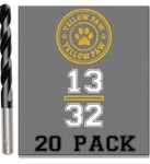 Yellow Paw 20 Pack 13/32" Cobalt Drill Bits Industrial Grade M35, Length 1/4". Fixed Price $79.88.