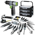 Workpro 43PCS Cordless Lithium-ion Drill Driver & Toolbox, 8V 2.0 Ah Power Dr.... Fixed Price $90.71.