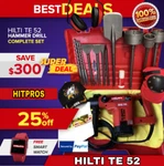 Hilti Te 52 Hammer Drill, Preowned, Free Chisels, Bits, Extras, Fast Ship. Fixed Price $1399.90.