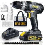 Rida Cordless Drill Power 20V 1/2'' Keyless Metal Chuck 355 In.... Fixed Price $82.99.