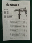 Metabo Hammer Drill / Driver Operating Instruction Manual SB660 SBE660 705 750. Fixed Price $12.99.