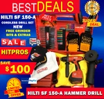 Hilti Sf 150-A Cordless Drill Set, New, Free Bits, Grinder, Extras, Fast Ship. Fixed Price $399.90.