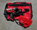 Milwaukee M12 2504-20 1/2 12V Cordless Hammer Drill Driver & Battery Bag #128. Fixed Price $89.00.