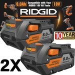 2 Pack For Ridgid R840085 8.0AH Lithium-ion Battery Rigid 18VOLT R840087. Fixed Price $44.90.