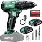 Kimo Cordless Hammer Drill Set With 20V 2.0AH Battery Packs, 21+3 Position, 0-. Fixed Price $86.77.