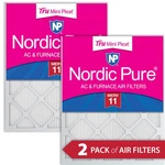 18X24X1 (17 1/2X23 1/2) Nordic Pure Tru Mini Pleat Merv 11 Air Filters Pack. Fixed Price $37.99.