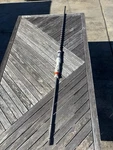 7/8" X 66" Long Relton Multiple Cutter Pyramid Point Hammer Bits W/ Spline Shank. Fixed Price $250.00.