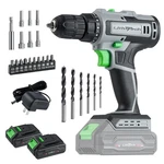 Lithitech Cordless Drill Set 20V Batteries 3/8-INCH Keyless Chuck Electric Pow. Fixed Price $55.27.
