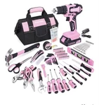 Fastpro 232-PIECE Pink Tool Set With Drill, 20V Cordless Driver. Fixed Price $75.00.