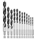 Macxcoip Brad Point Wood Drill Bit Set, Hex SHANK-12PCS. Fixed Price $33.78.