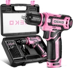 Dekopro 12V Cordless Power Drill Set, Pink, 800RPM Electric With Tool Kit. Fixed Price $19.99.