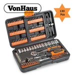 130PC Socket Wrench And Screwdriver Bit Sets With Carry Case - Vonhaus. Fixed Price $29.96.
