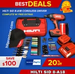 Hilti Sid 8-A18 Cordless Driver, New, Free Bits, 2 Batteries, Complete,fast Ship. Fixed Price $699.90.