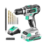 Litheli Cordless Set, 20V Max Power Drill, 3/8 Keyless Chuck... Fas. Fixed Price $63.81.