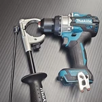 Makita Lxt Brushless Cordless Drill With Hammer Keyless Chuck Aux Handle. Fixed Price $89.00.
