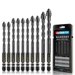 Dkibbith 4-FLUTE Serrated Masonry 10 Piece 3/16"-1/2" Drill Set. Fixed Price $39.53.
