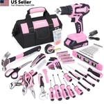 Fastpro 232-PIECE Pink Tool Set With Drill, 20V Cordless Driver. Fixed Price $217.35.