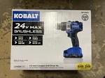 New Kobalt 24V Max Brushless 1/2-INCH Compact Drill/driver Kit #kdd 1424A-03. Fixed Price $119.99.