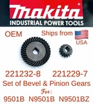 Makita 221232-8 Oem Bevel Gear+ 221229-7 Pinion For N9501B 4" Grinder. Fixed Price $38.95.
